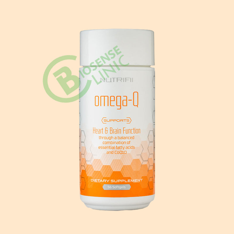 Experience optimal heart and brain health with Nutrifii Omega-Q, the premium blend of essential omega fatty acids and CoQ10 that boosts energy and balances cholesterol naturally - shop at Biosense=Ariix - BiosenseClinic - Nutrifii™ Omega-Q®