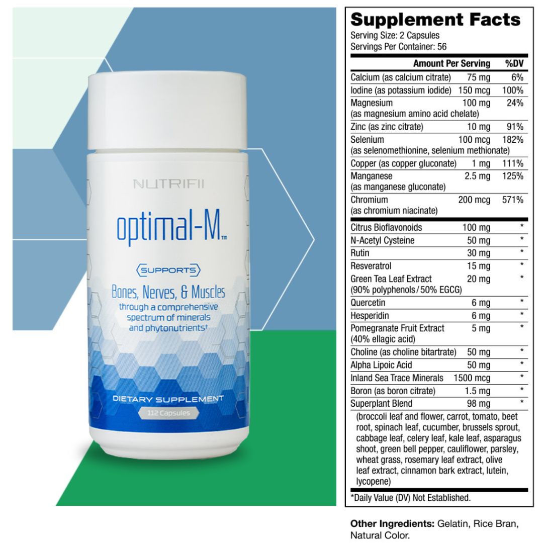 Nutrifii Optimal-M - ensures you meet optimum daily nutrition standards. Made with natural ingredients, these gluten-free, Halal-certified veggie capsules are an excellent choice for maintaining a strong, healthy body. Boost your wellness with Nutrifii™ Optimal-M® today! - shop at www.Biosense-Ariix.com - Nutrifii™ Optimal-M®
