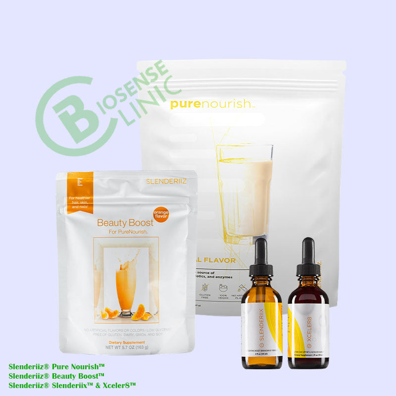 Slenderiiz Healthy Slim Set Combo 1 - Biosense-Ariix - Slenderiiz® Slenderiix™ & Xceler8™ -  Slenderiiz® Pure Nourish™ - Slenderiiz® Beauty Boost™ - BiosenseClinic